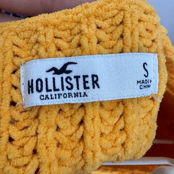 Hollister Yellow Knit Sweater Cropped Long Sleeve Women Size S - Picture 9 of 13